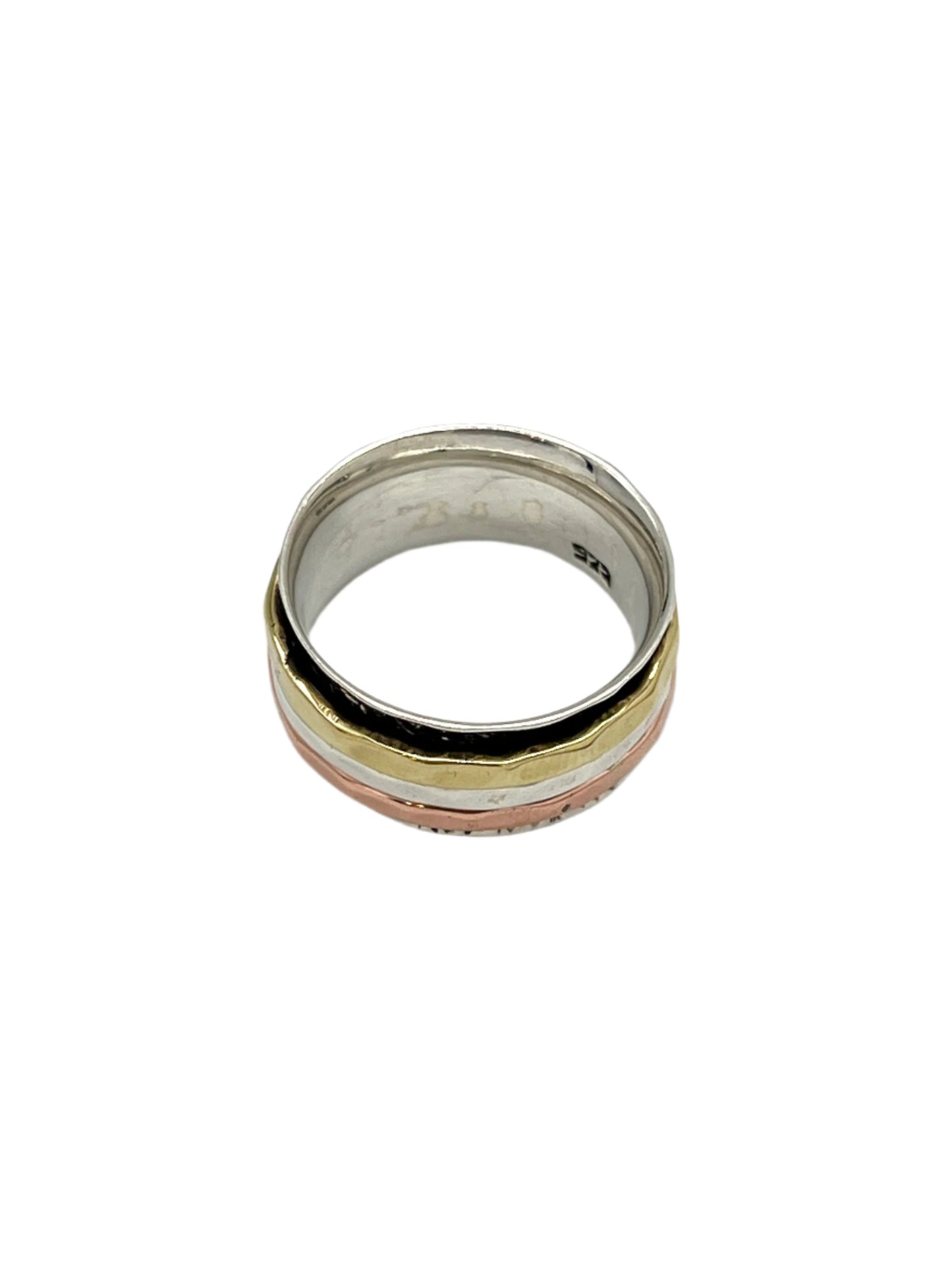 Oxidized Silver Multi Metal Spinner Ring