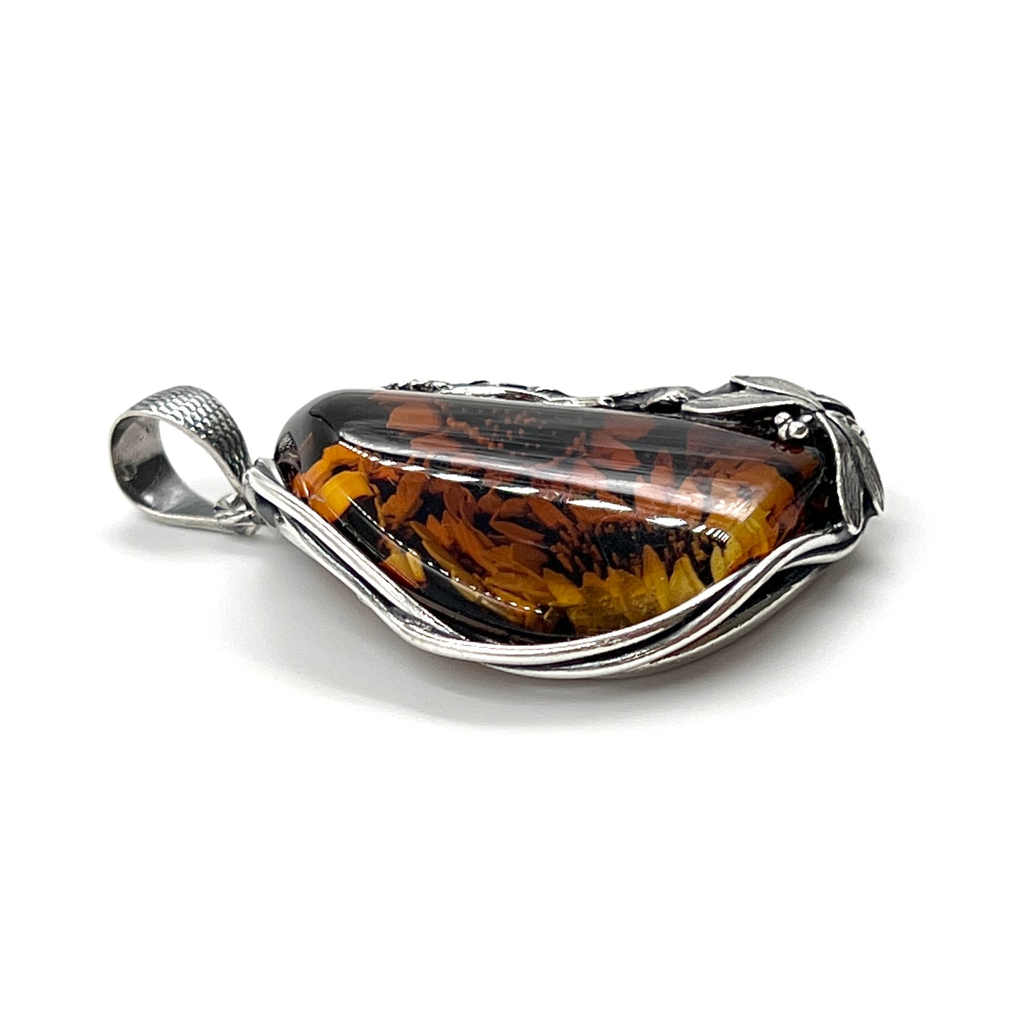 Amber Flower Pendants