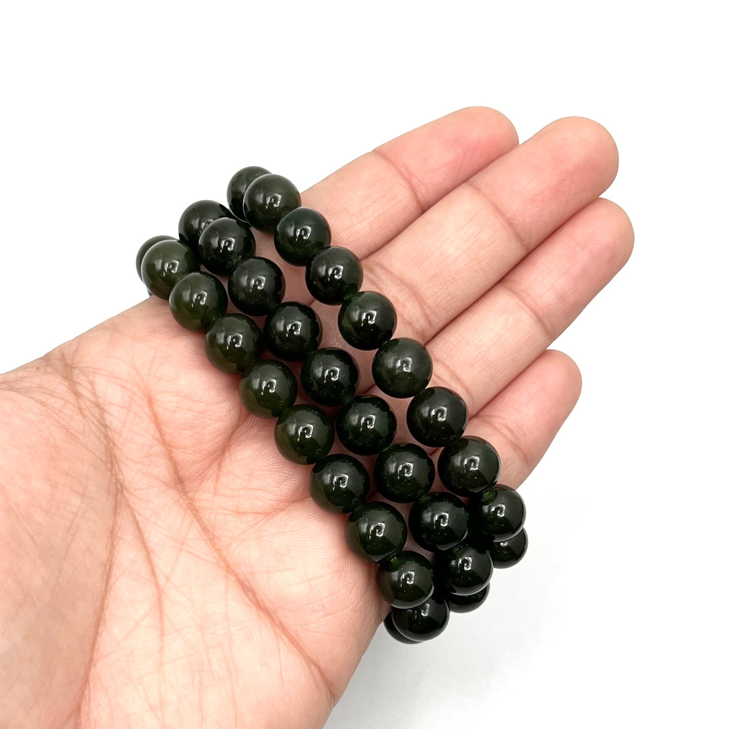 Dark Green Jade Stretchy Bracelet