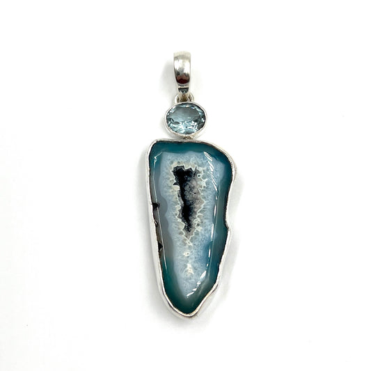 Blue Druzy Agate Pendants