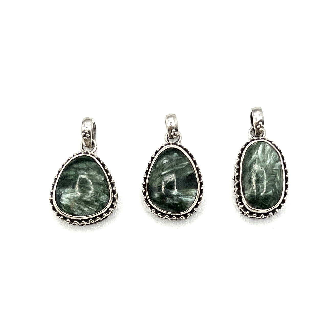 Sterling Silver Beaded Seraphinite Pendants