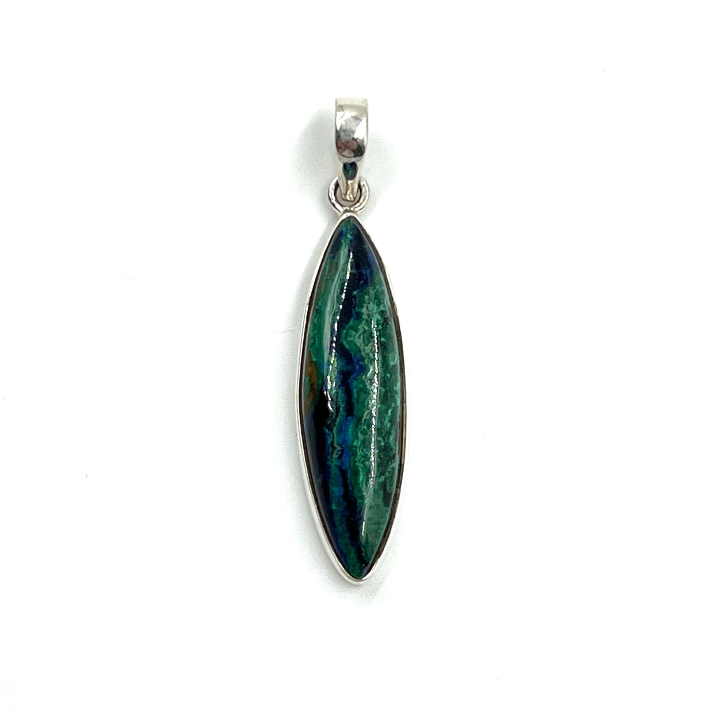 Sterling Silver Azurite Malachite Marquise Pendants