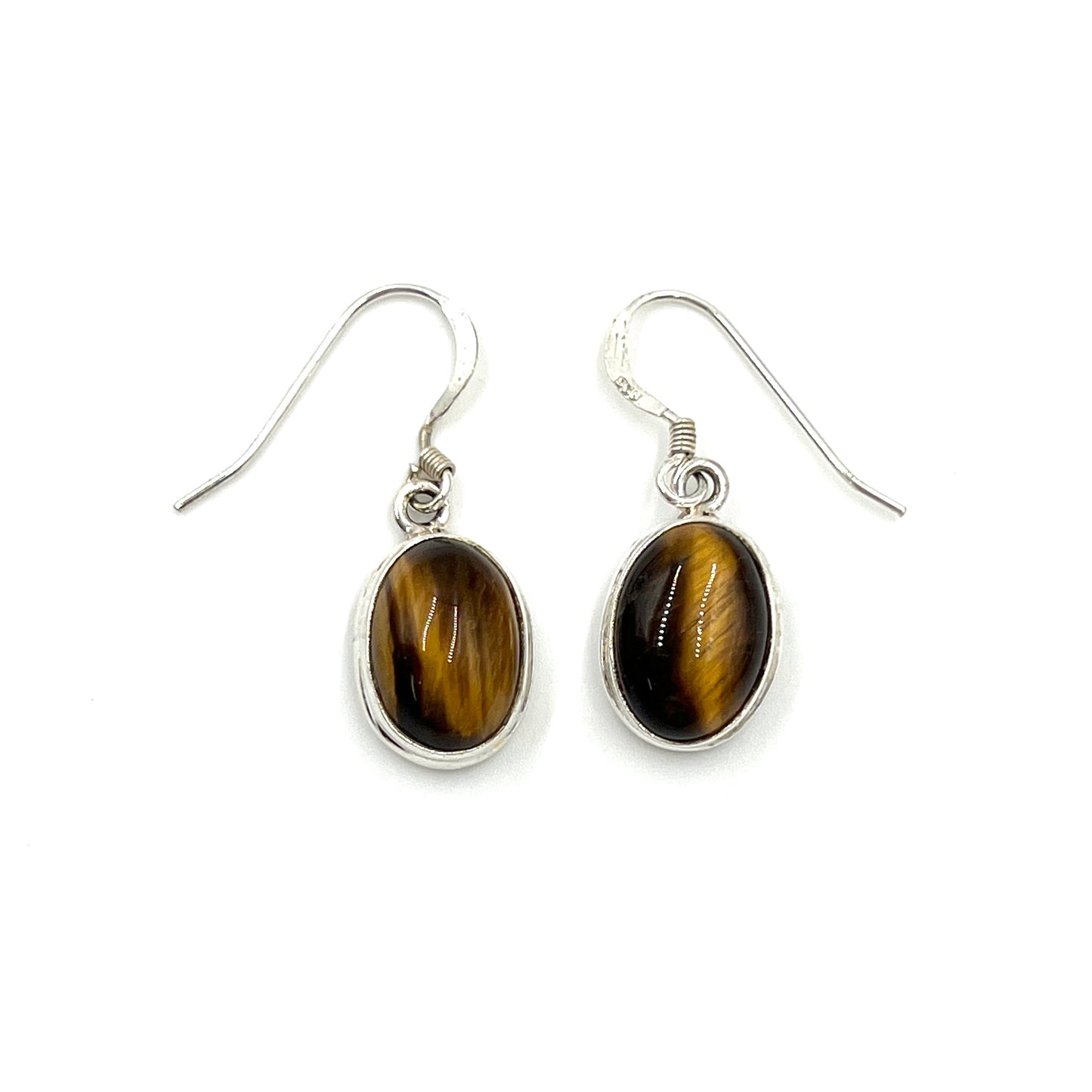 Sterling Silver Oval Tigers Eye Earrings