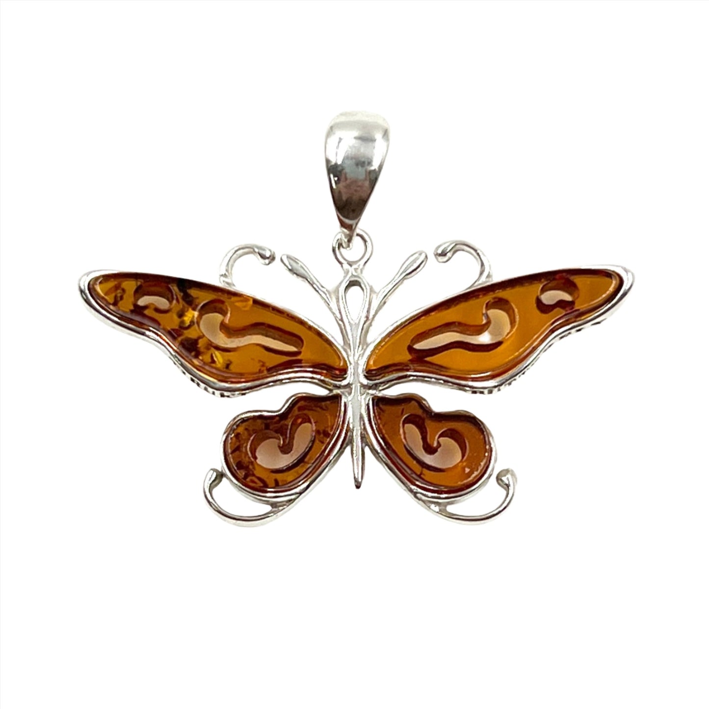 Amber Butterfly Pendants