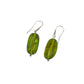Silver Green Amber Earrings