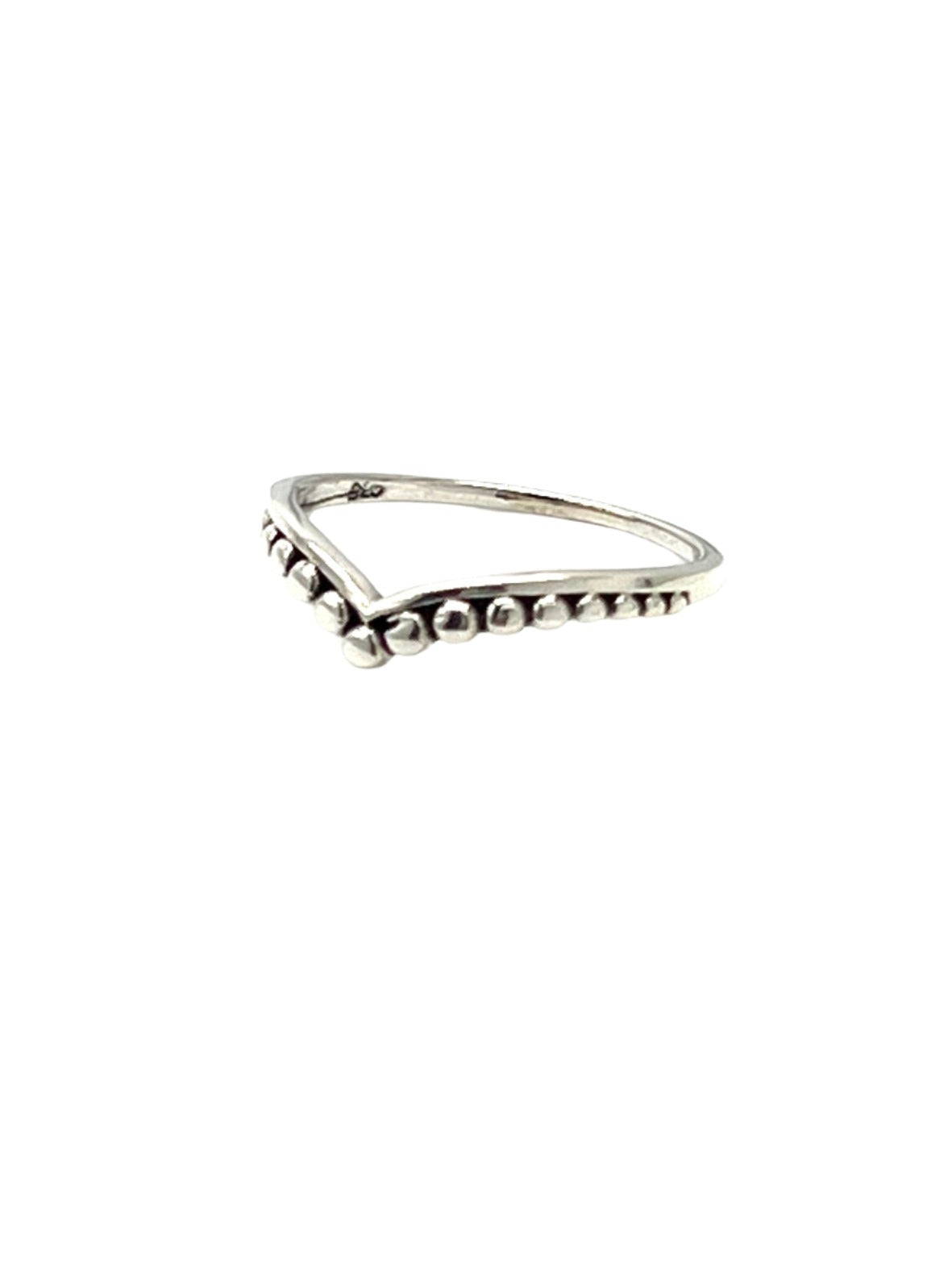 Sterling Silver Beaded Chevron Ring