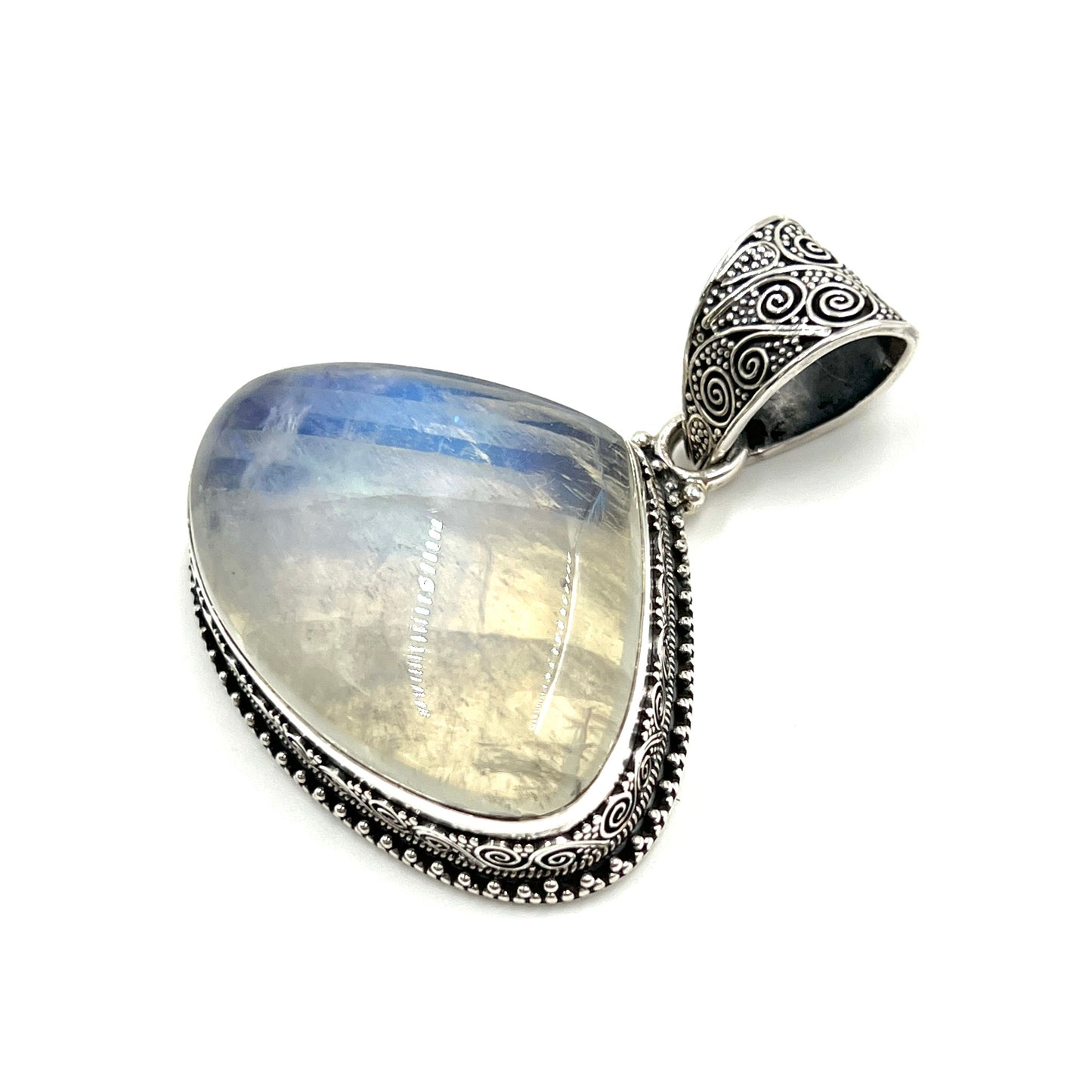 Sterling Silver Filigree Teardrop Moonstone Pendant