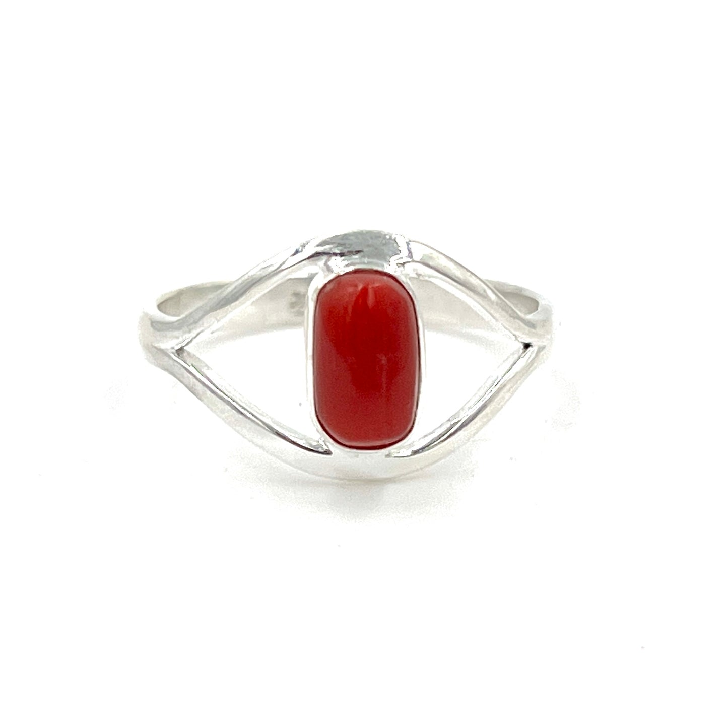 Red Coral Sterling Silver Ring