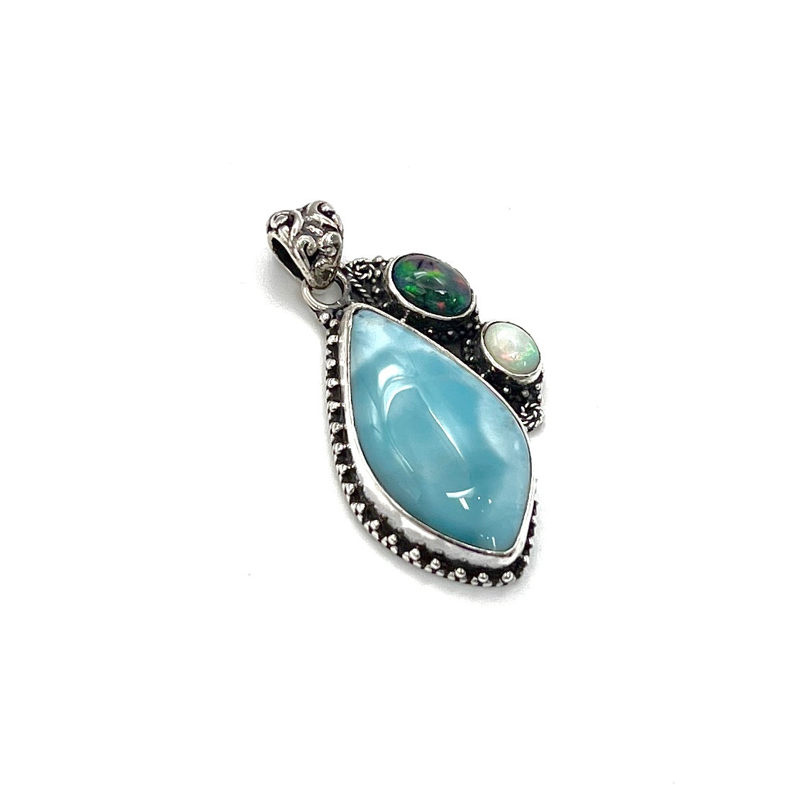 Sterling Silver Larimar & Opal Pendants