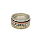 Sterling Silver Multi Metal Center Beaded Spinner Ring