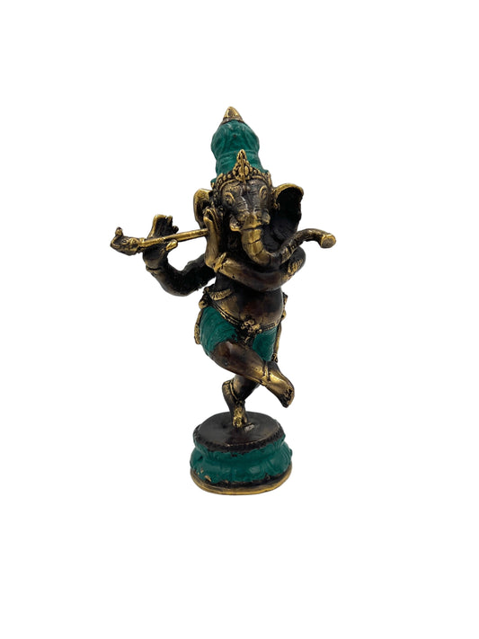 Bronze Flute Ganesh Statue