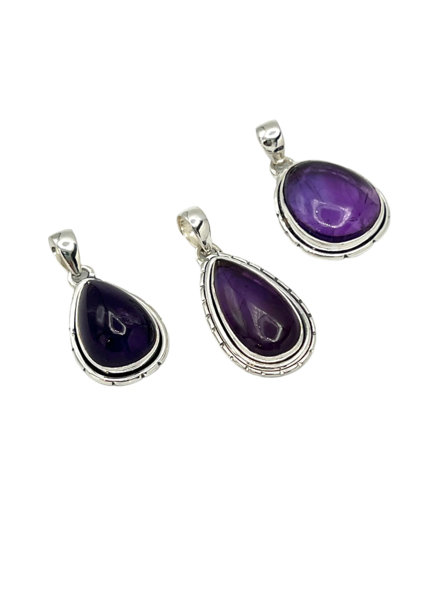 Sterling Silver Teardrop Amethyst Pendants