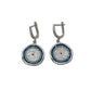 Silver Evil Eye Wavy Dangle Earrings