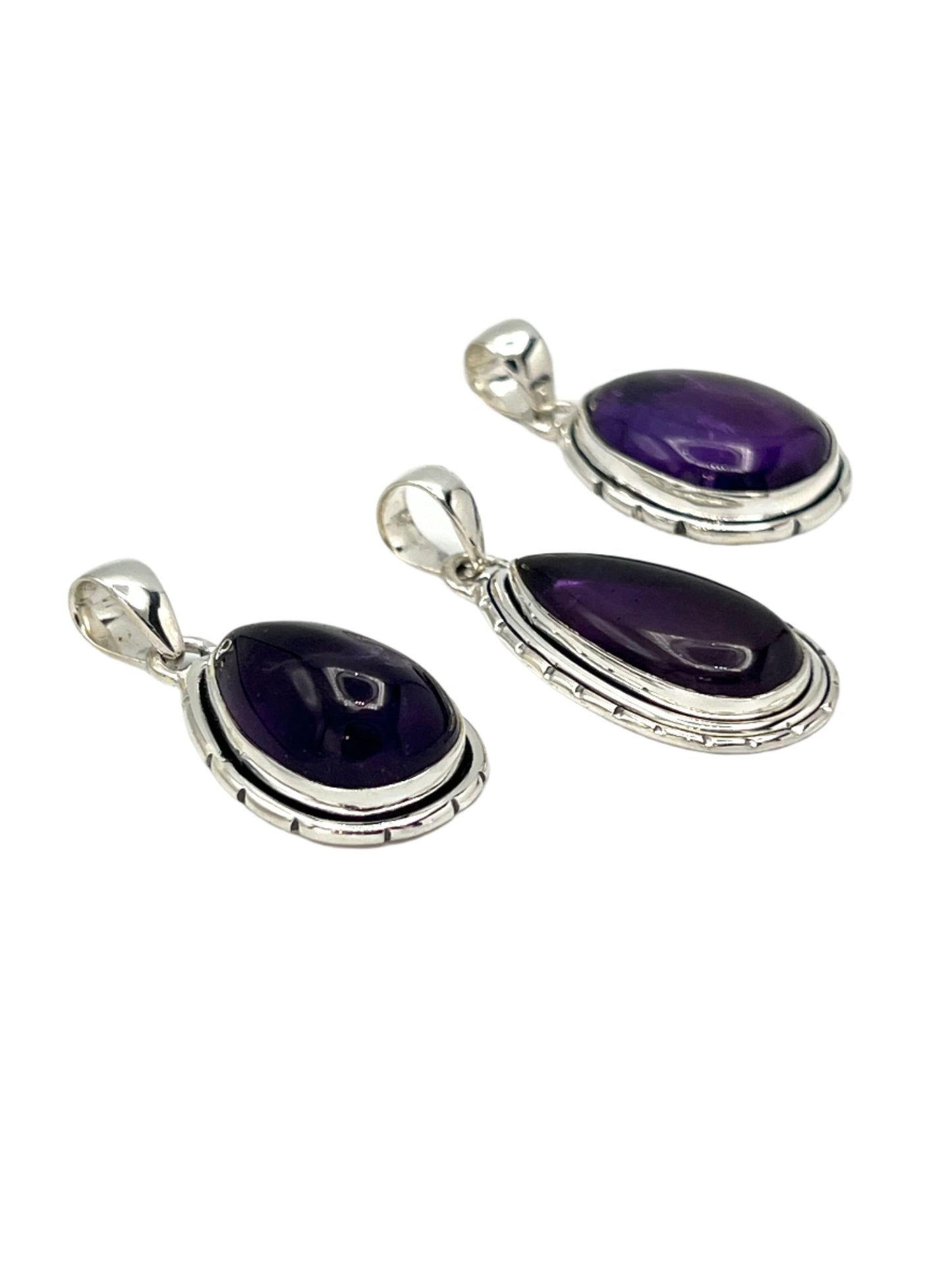 Sterling Silver Teardrop Amethyst Pendants