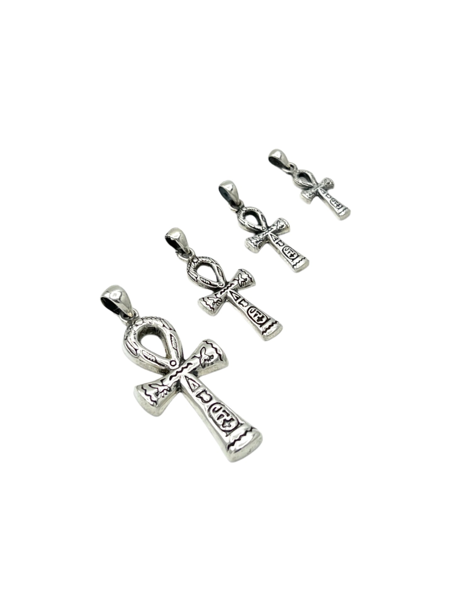 Silver Hieroglyphics Ankh Pendants
