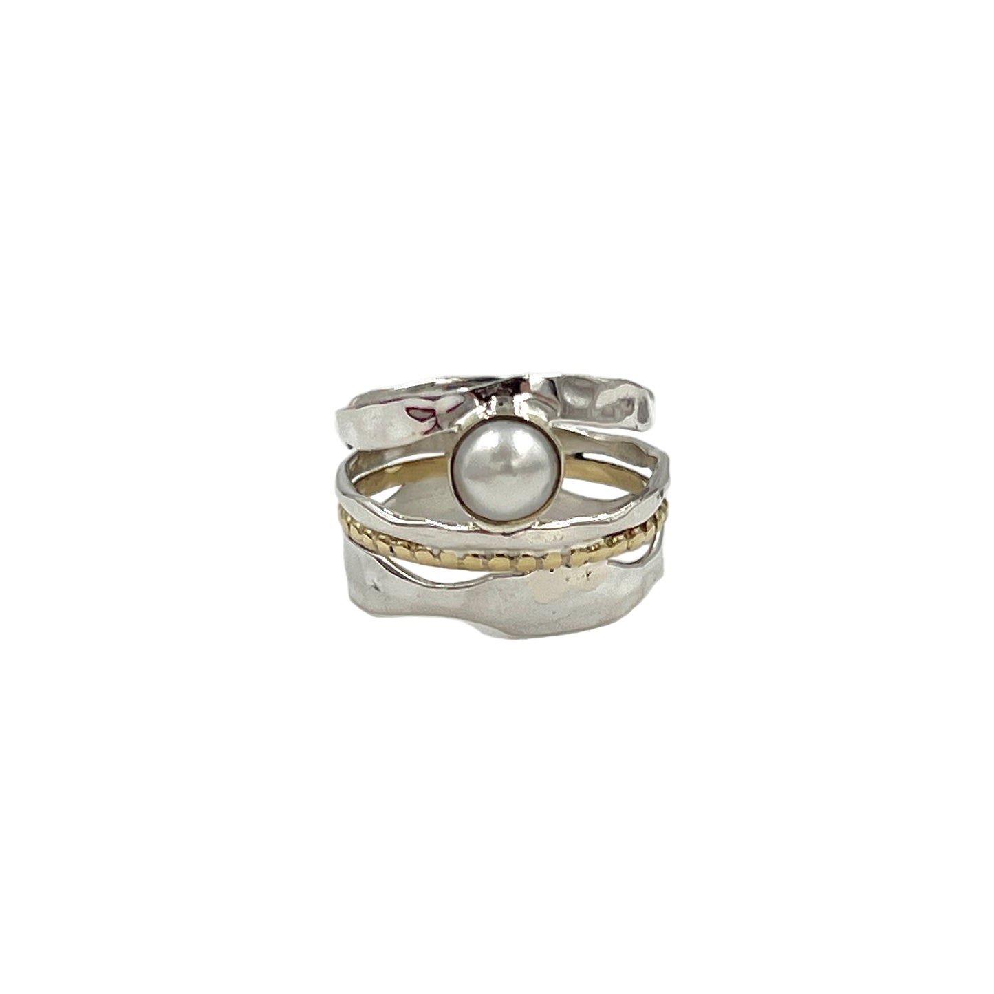 Multi Metal Pearl Ring