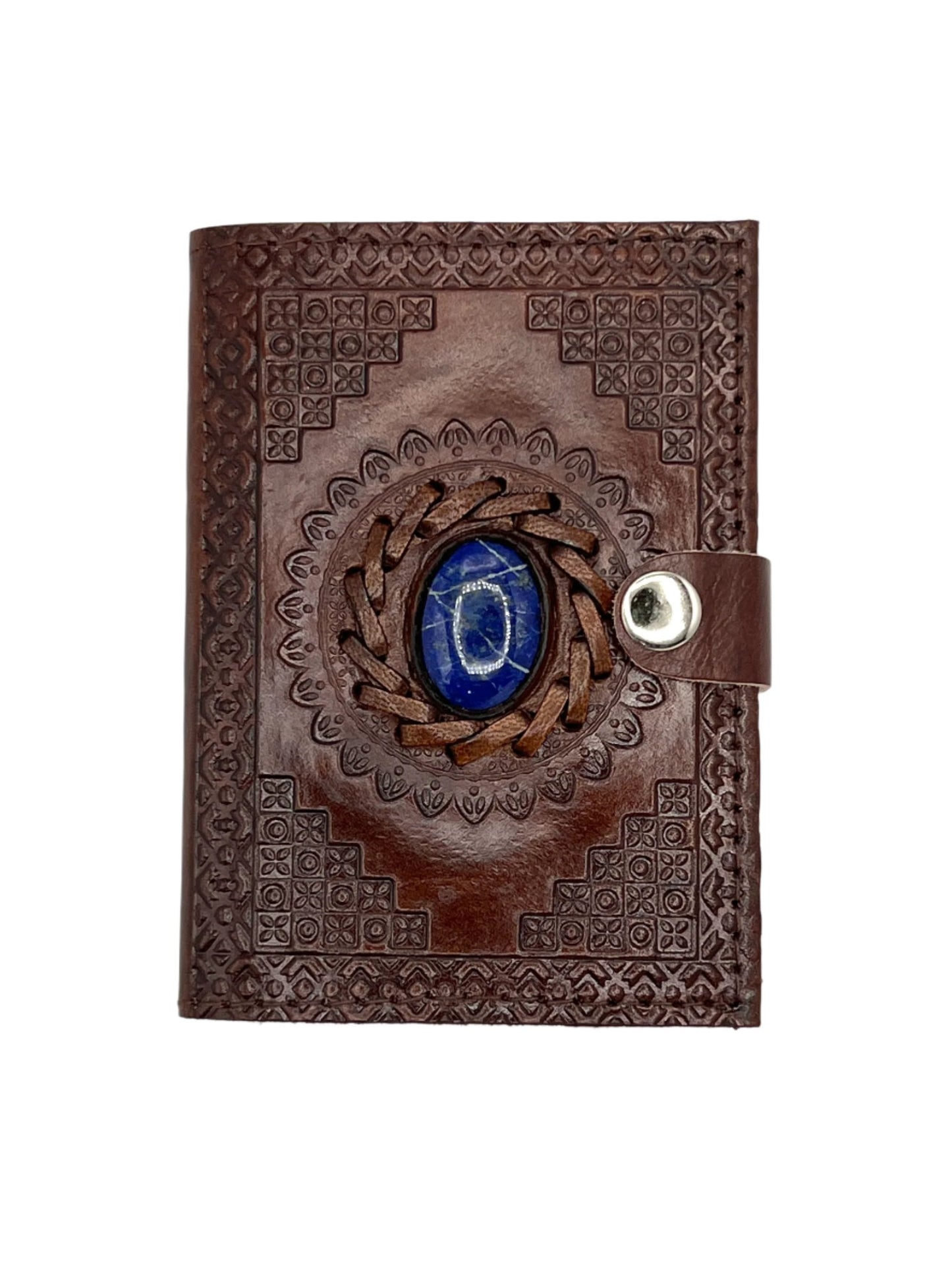 Camel Leather Gemstone Journal | Mandala | 5" x 3.5" x 1/2"