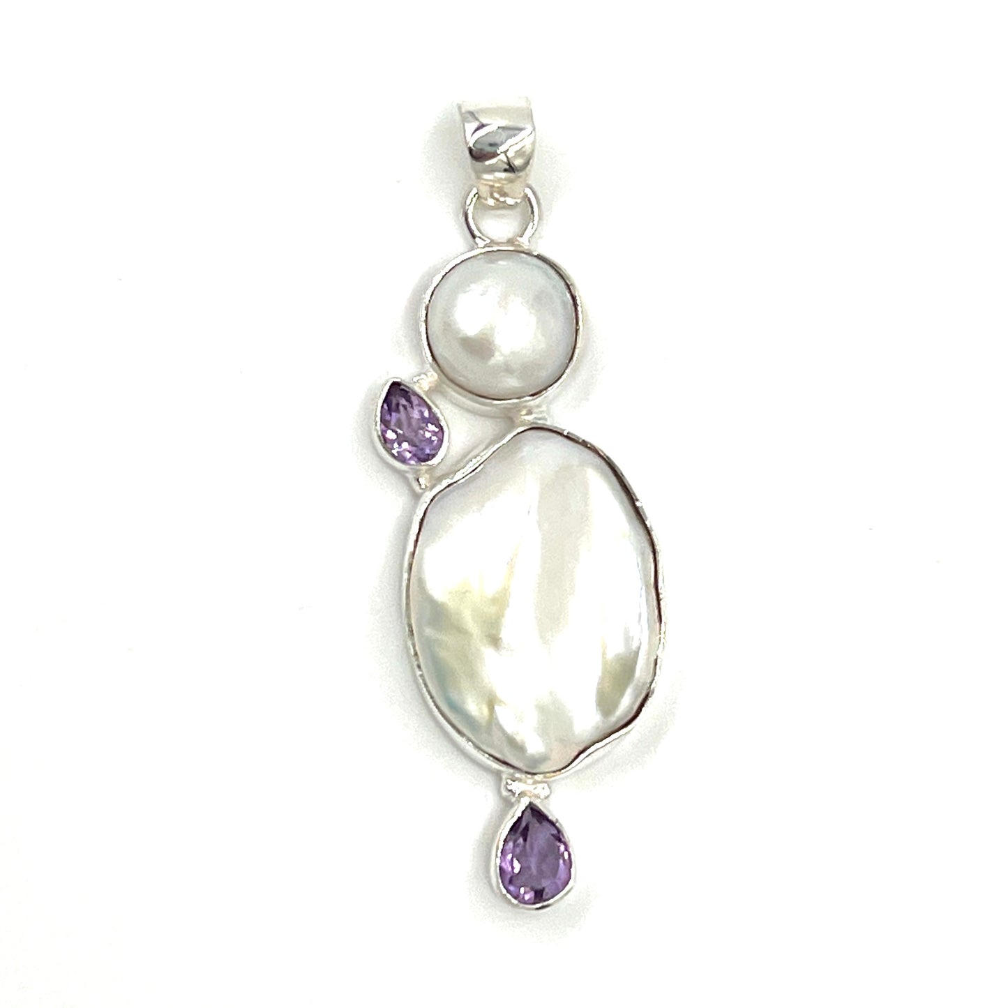 Sterling Silver Pearl & Amethyst Pendants