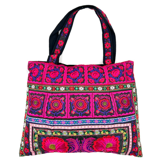 Large Embroidered Flower Market Bag