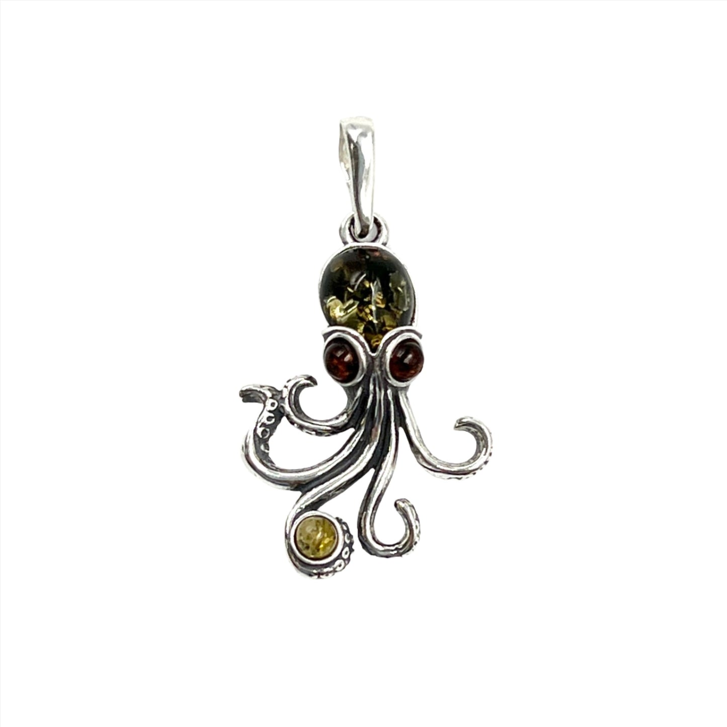 Sterling Silver Amber Octopus Pendants