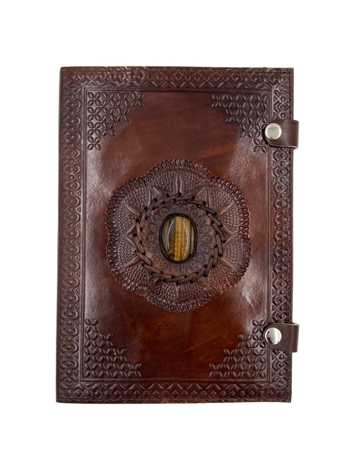 Camel Leather Gemstone Journal | Spiked Lotus | 10" x 7" x 1/2"