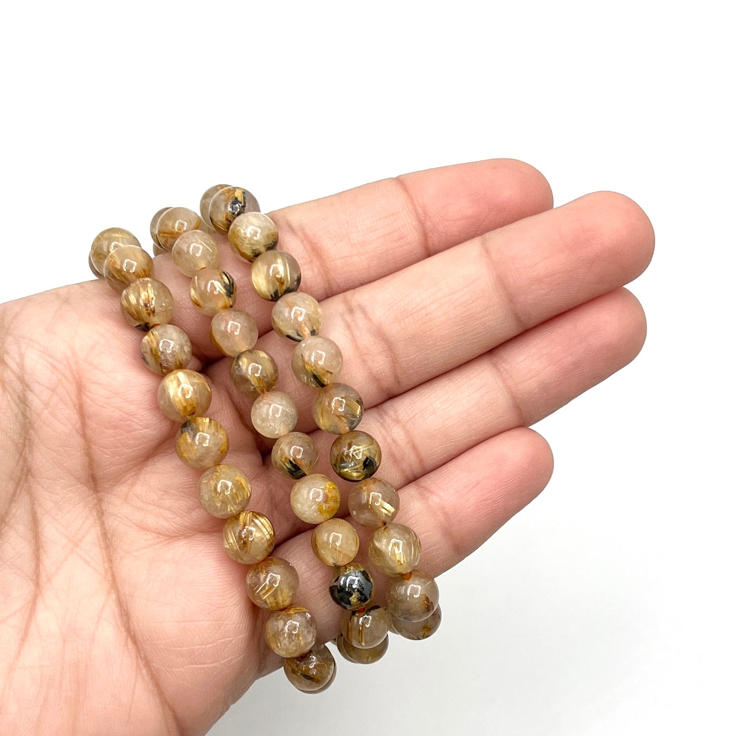 A+ Golden Rutilated Clear Quartz Stretchy Bracelets