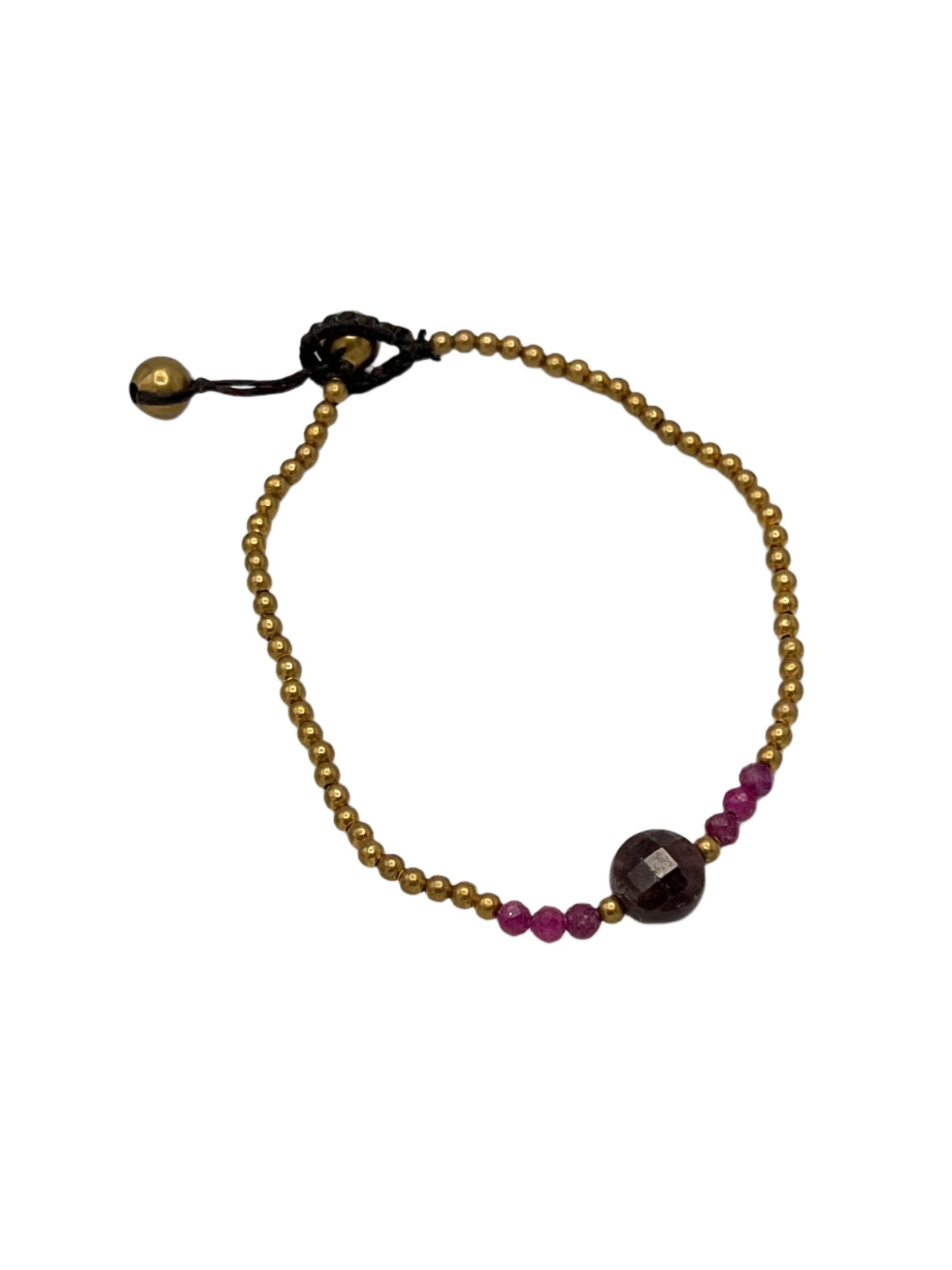 Faceted Round Gemstone Brass Bracelet