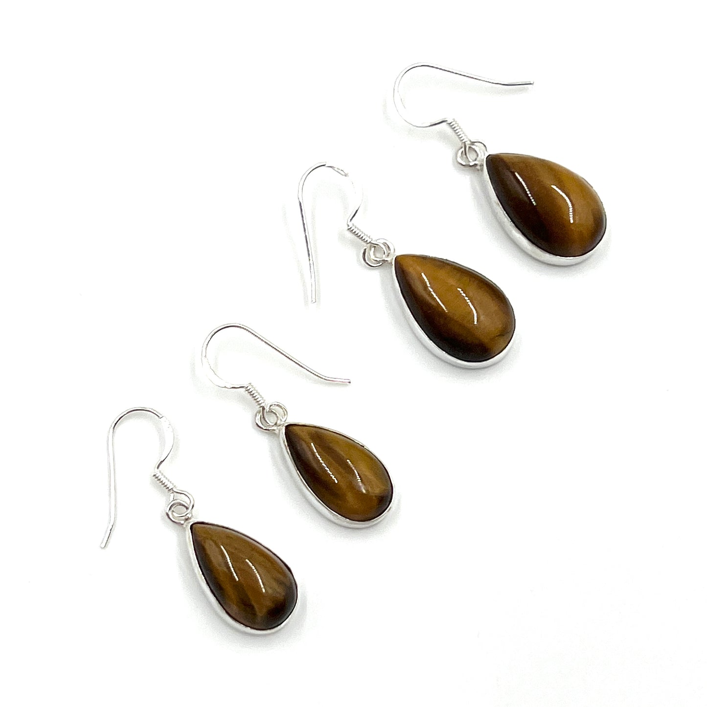 Sterling Silver Teardrop Tigers Eye Earrings