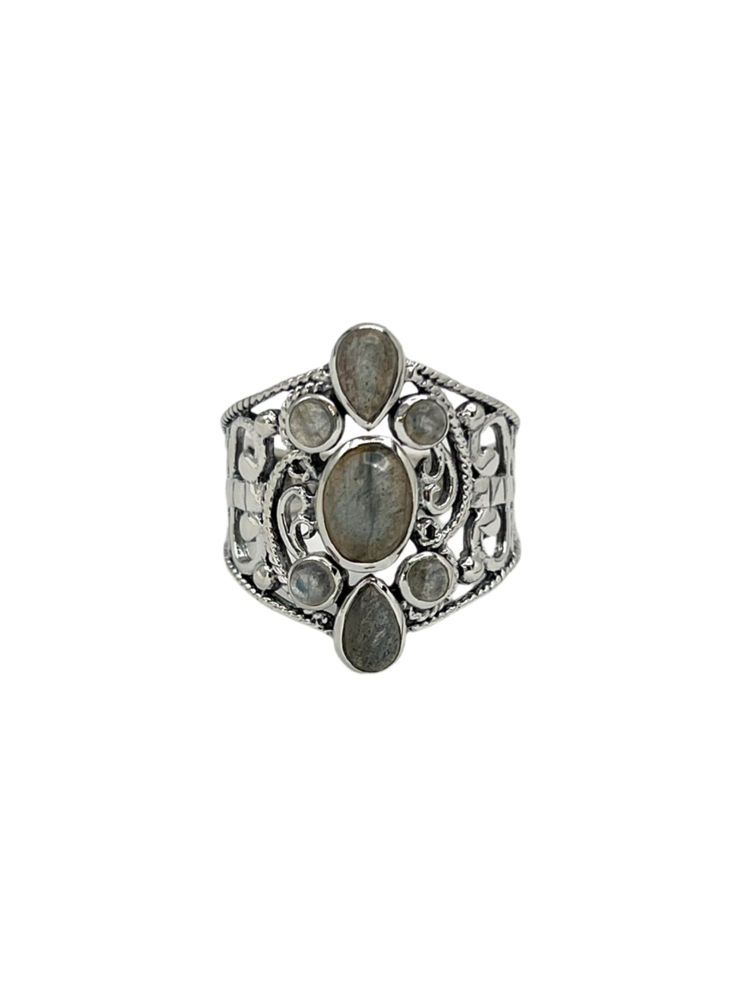 Sterling Silver Large Labradorite Ring