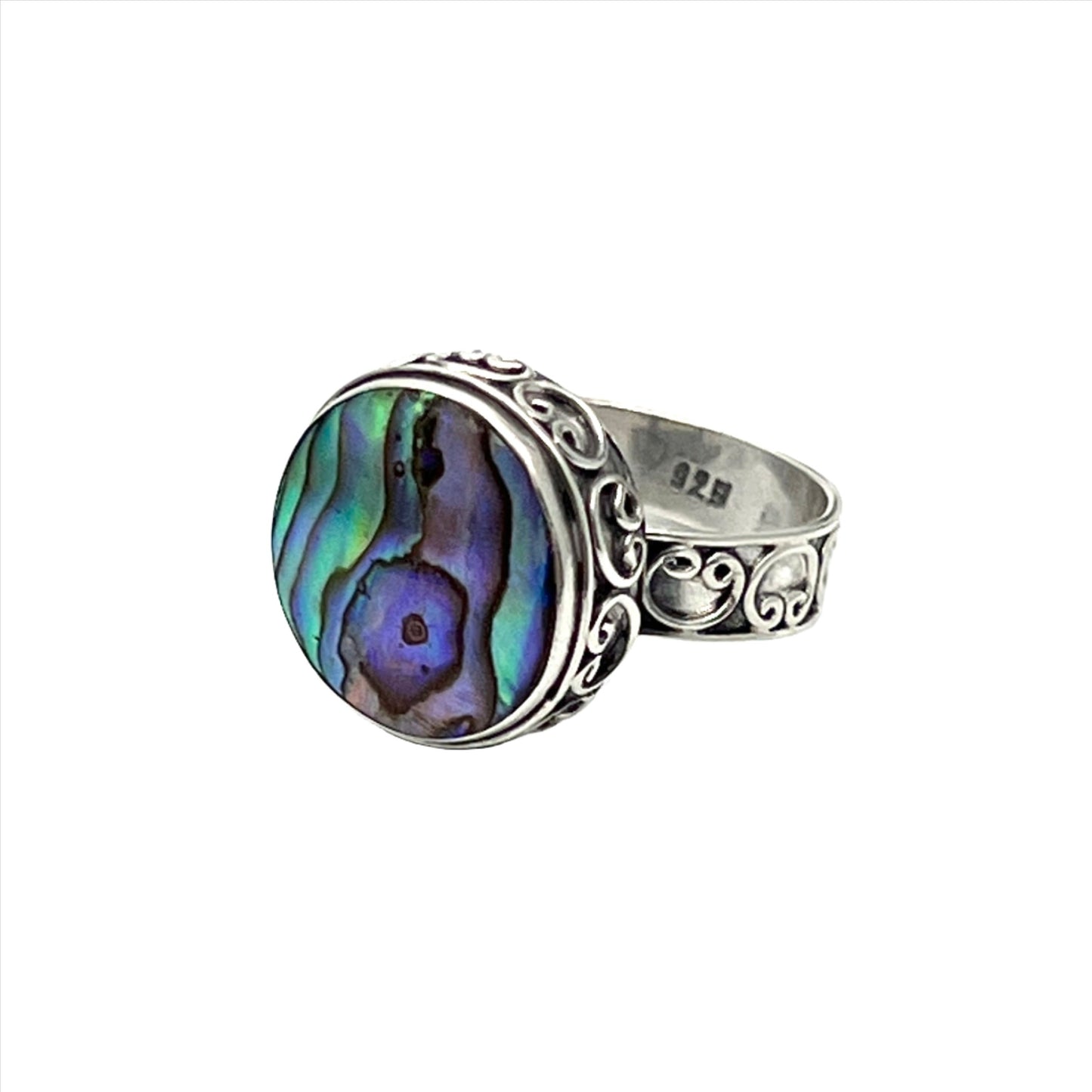 Circle Crest Abalone Ring