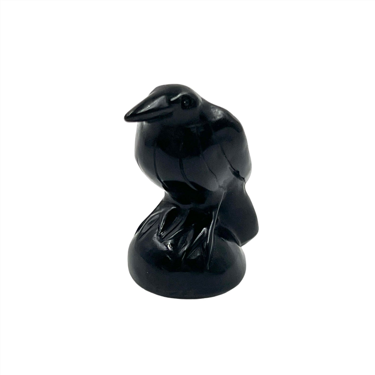 Hand Carved Obsidian Ravens