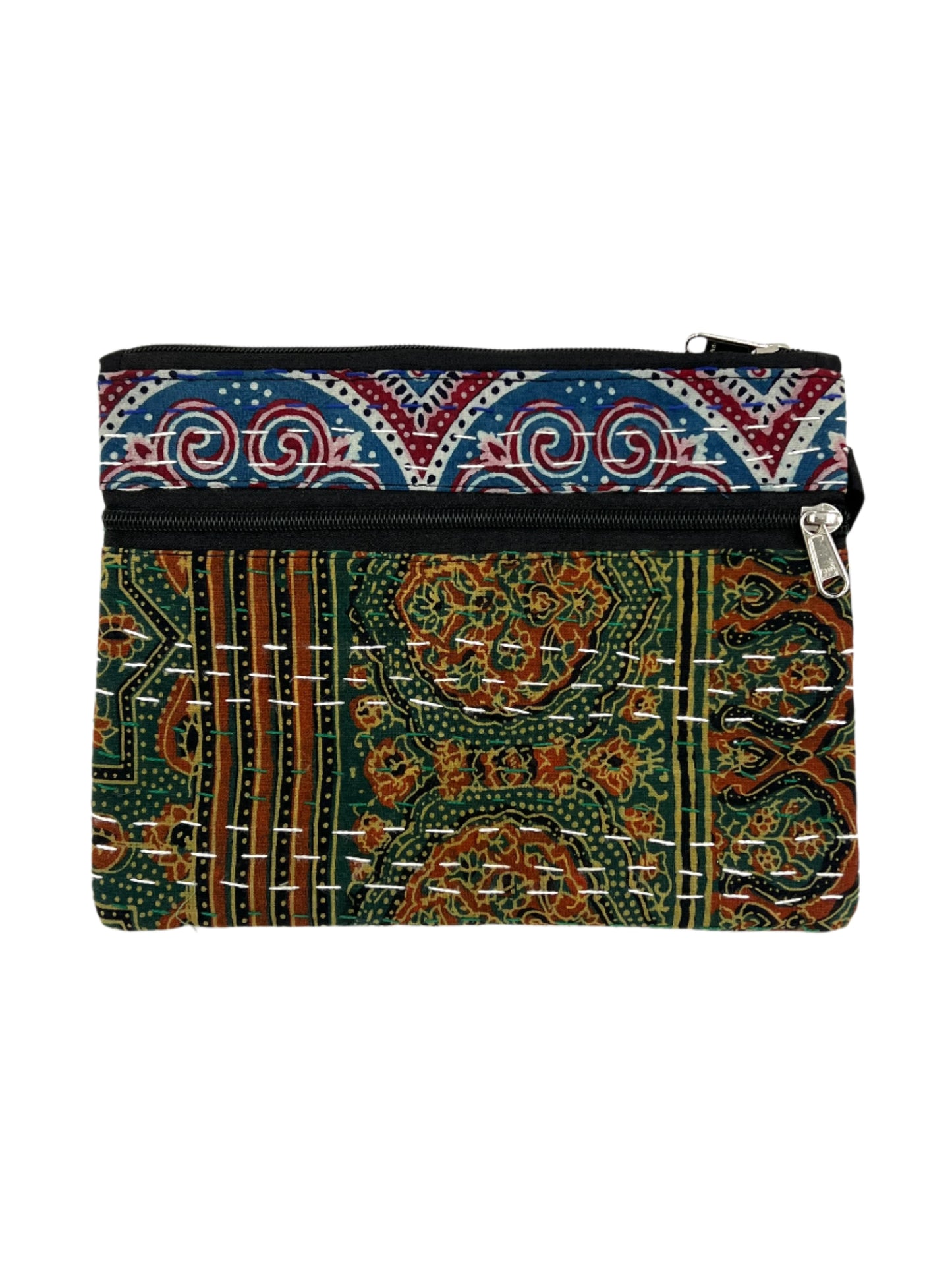 Block Print Kantha Coin Bag 10" x 7"