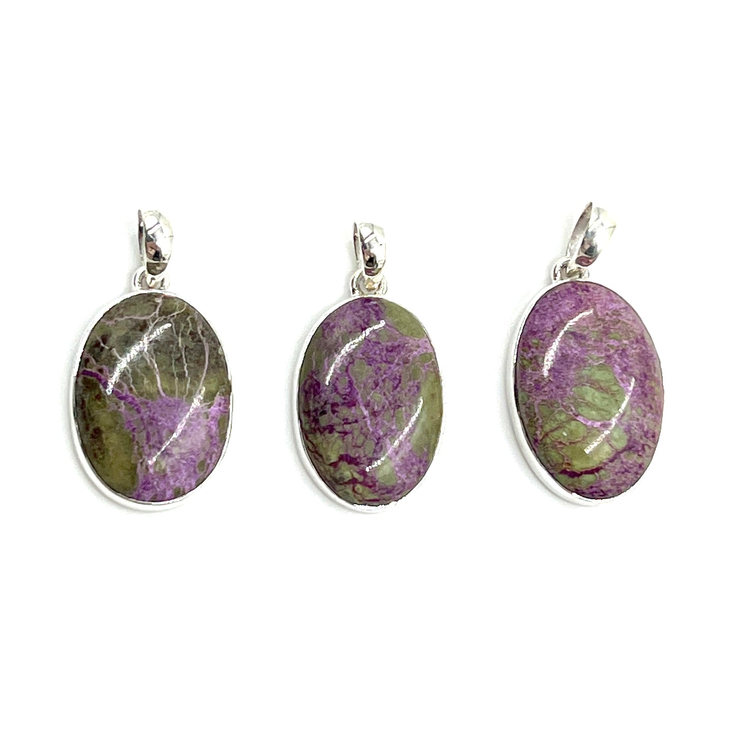 Sterling Silver Stichtite Oval Pendants