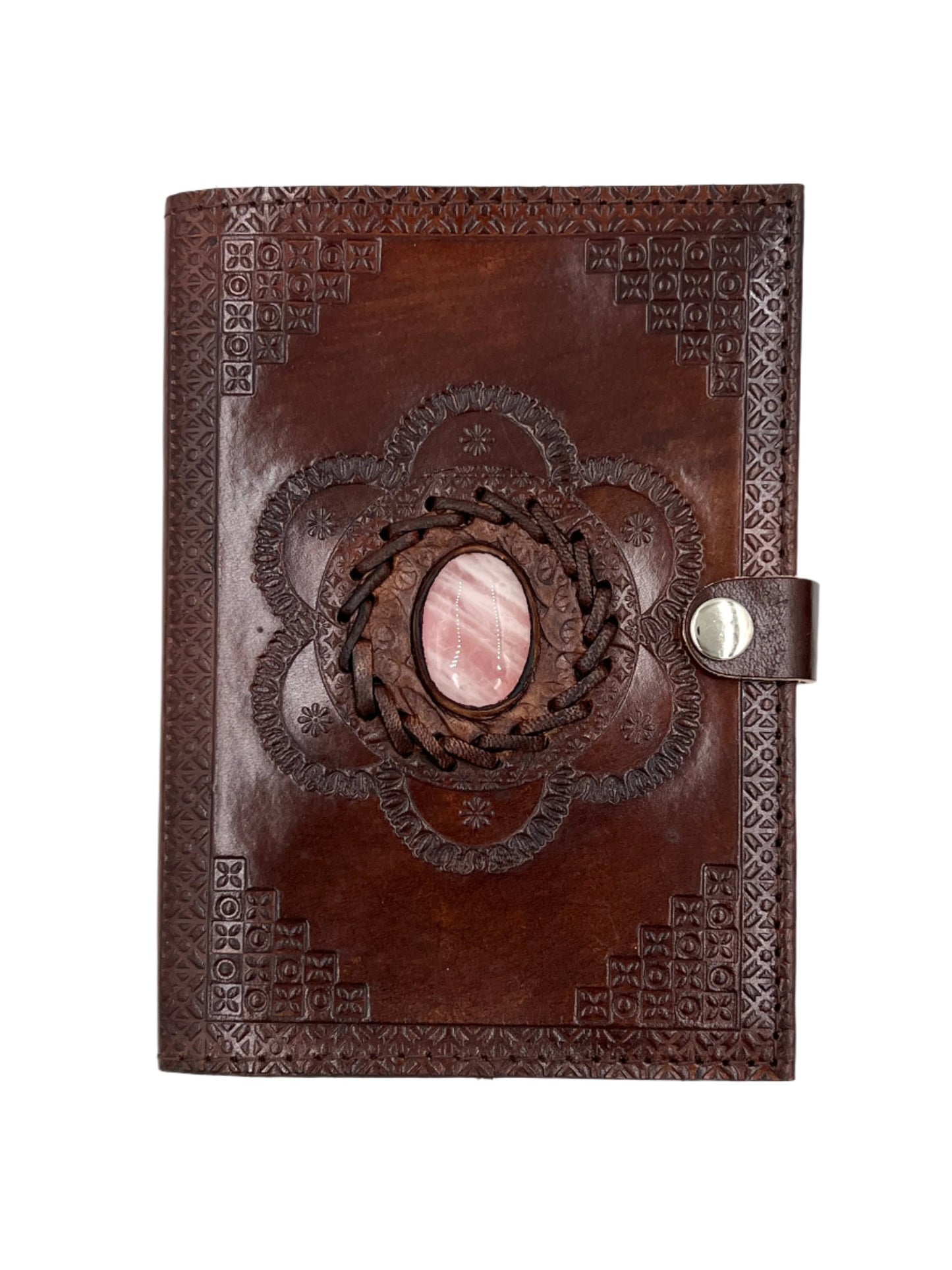 Camel Leather Gemstone Journal | Flower | 7" x 5" x 1/2"