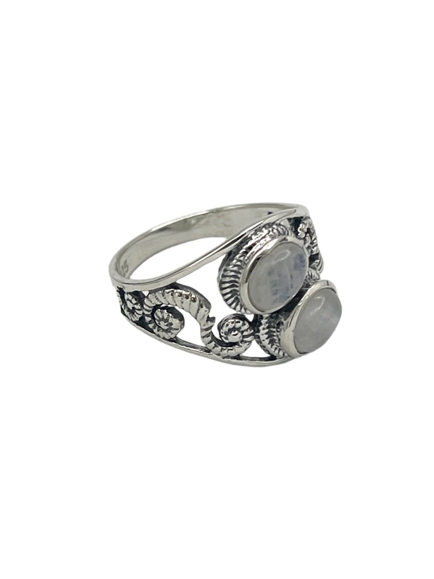 Sterling Silver Labradorite & Moonstone Twist Swirl Rings