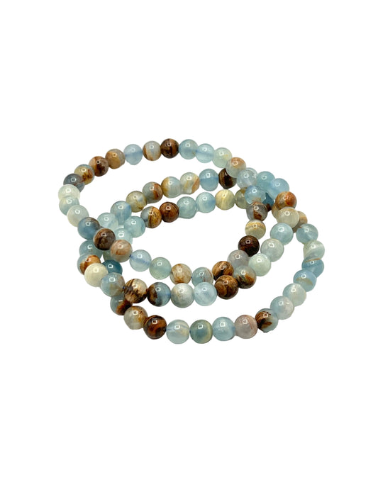 Lemurian Aquatine Calcite Stretchy Bracelets