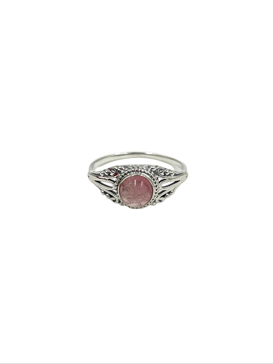 Pink Tourmaline Round Ring