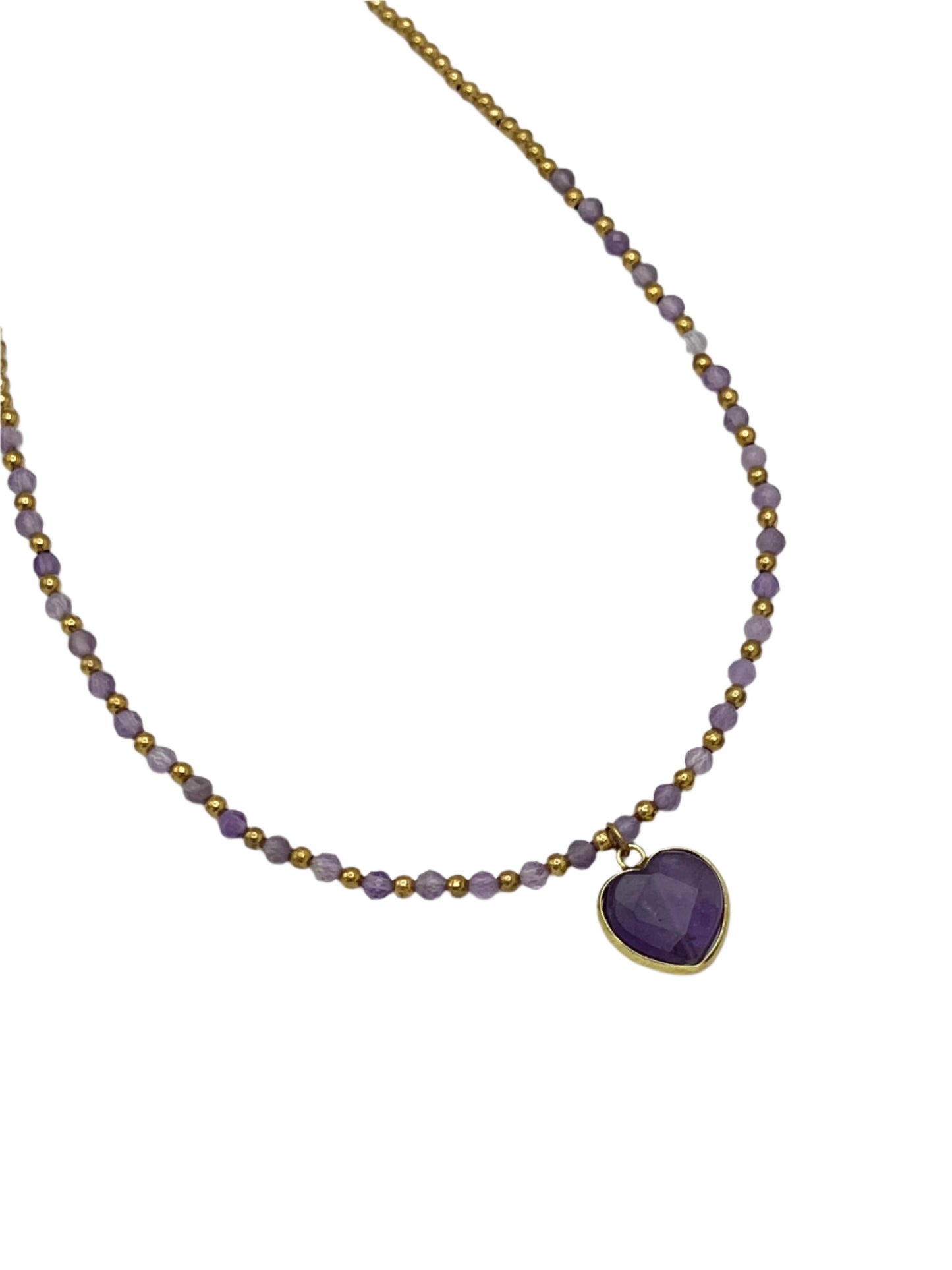 Heart Gemstone Brass Necklaces