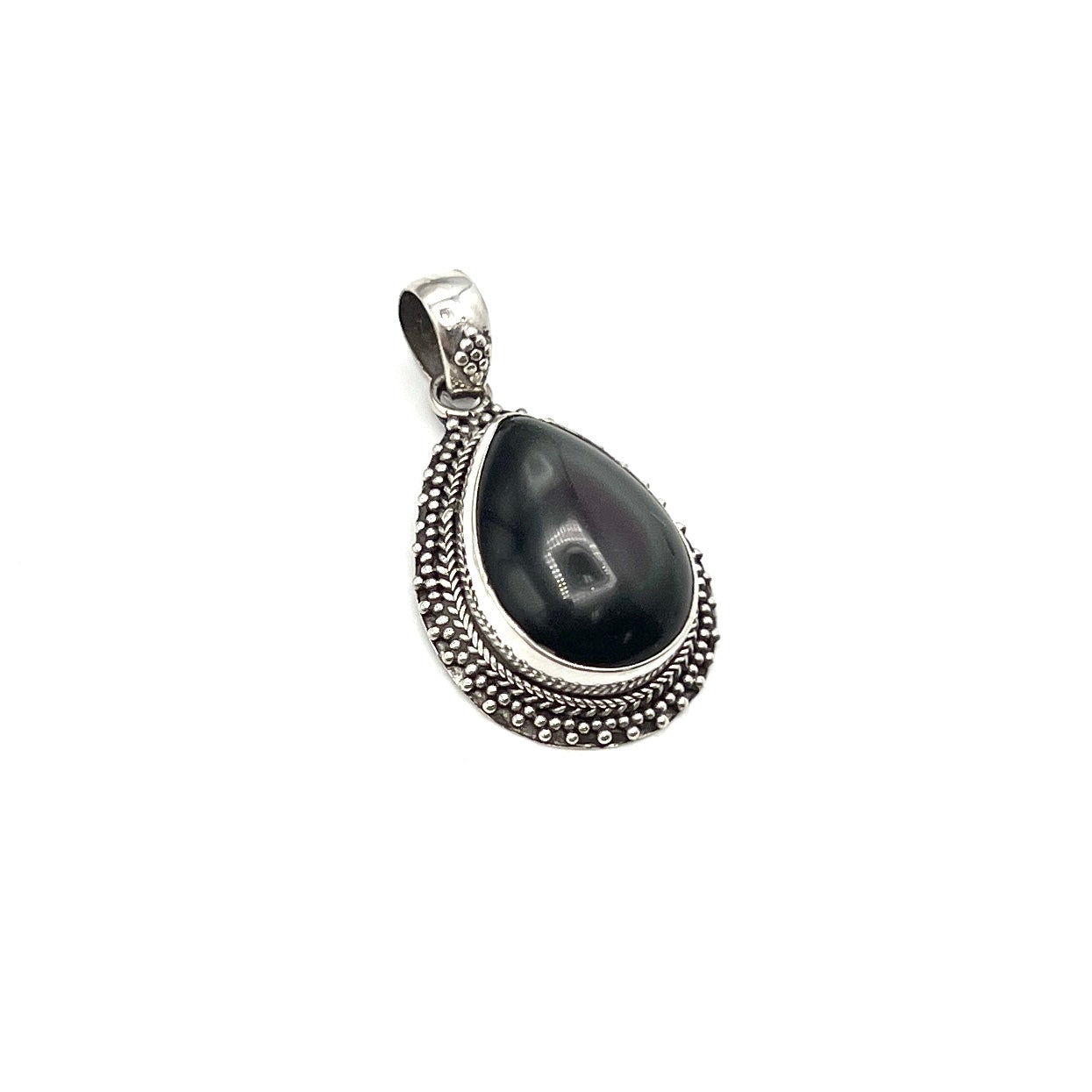 Sterling Silver Rainbow Obsidian Teardrop Pendants