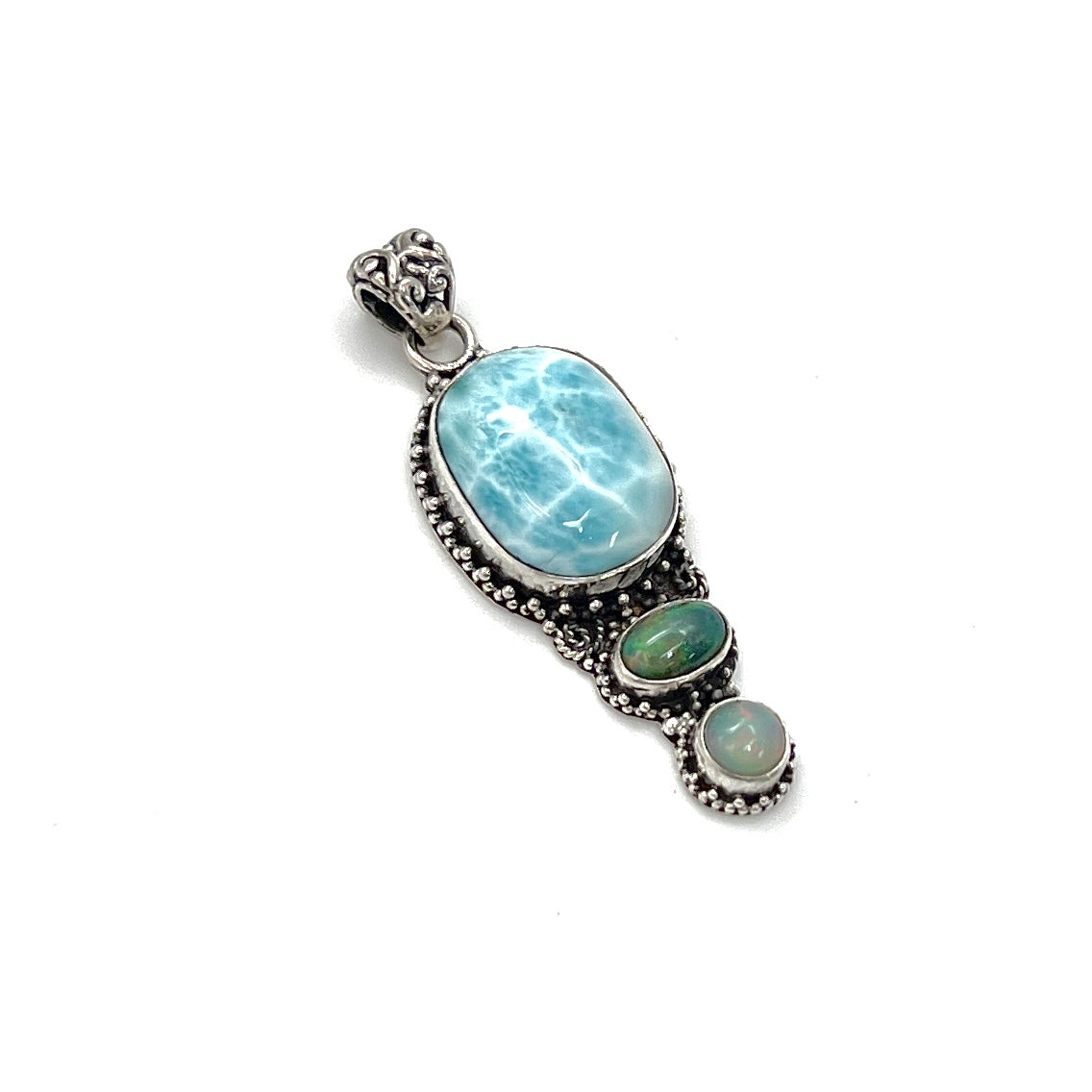 Sterling Silver Larimar & Opal Pendants