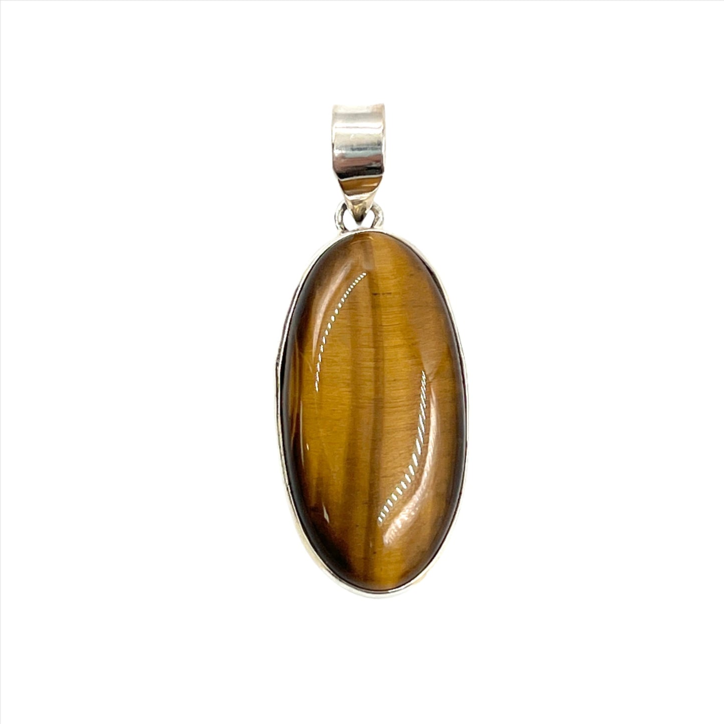 Sterling Silver Tigers Eye Oval Pendants