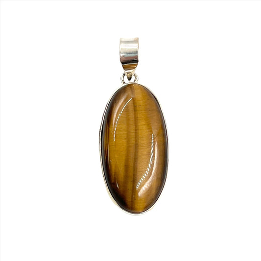 Sterling Silver Tigers Eye Oval Pendants