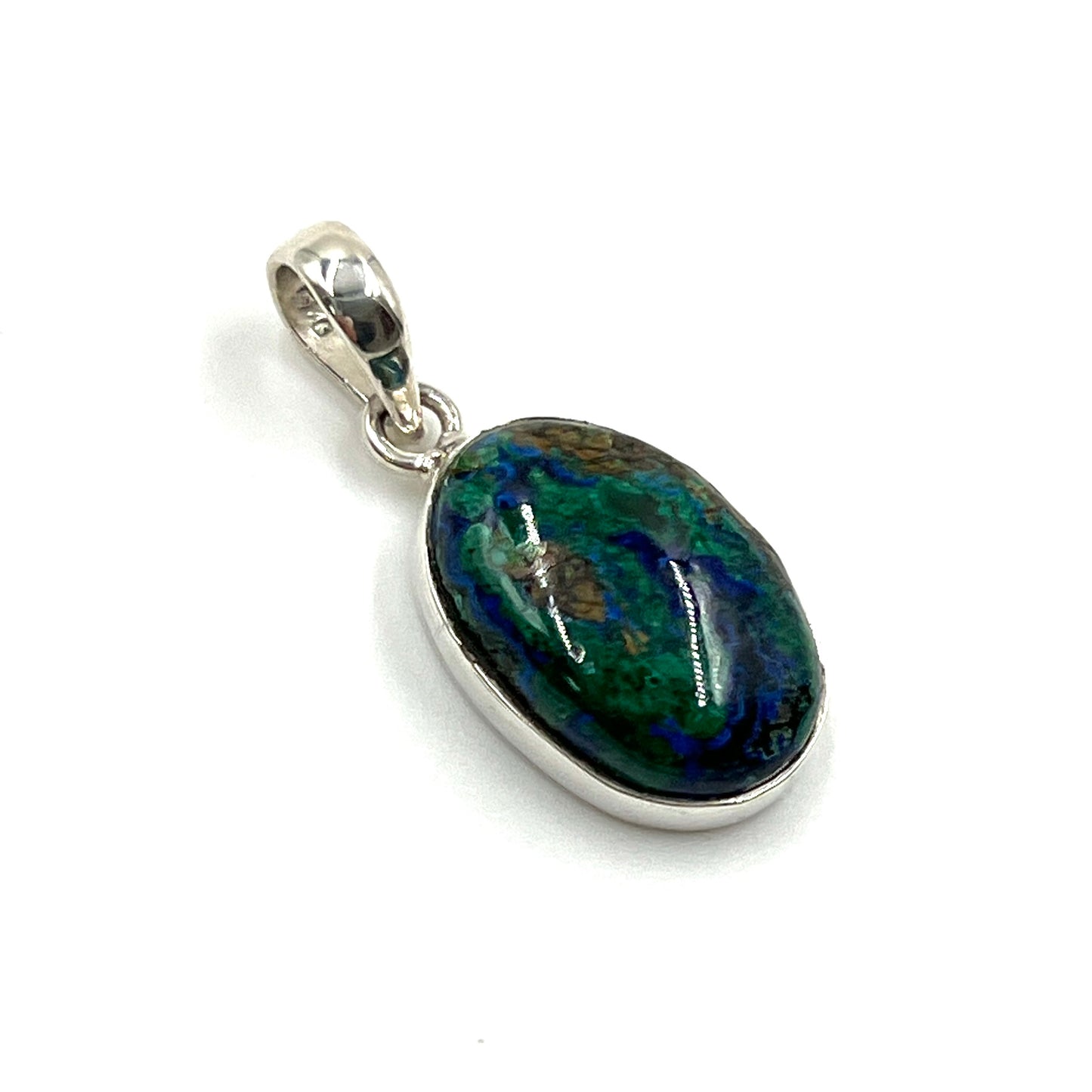 Sterling Silver Azurite Malachite Oval Pendants