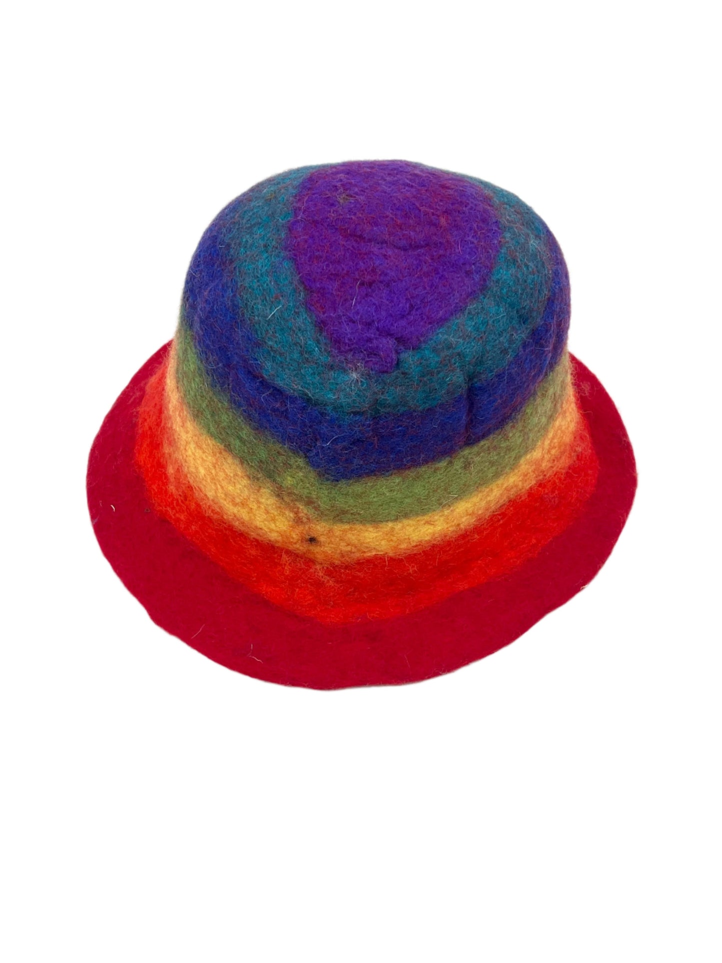 Hand felted Rainbow Striped Wool Hats