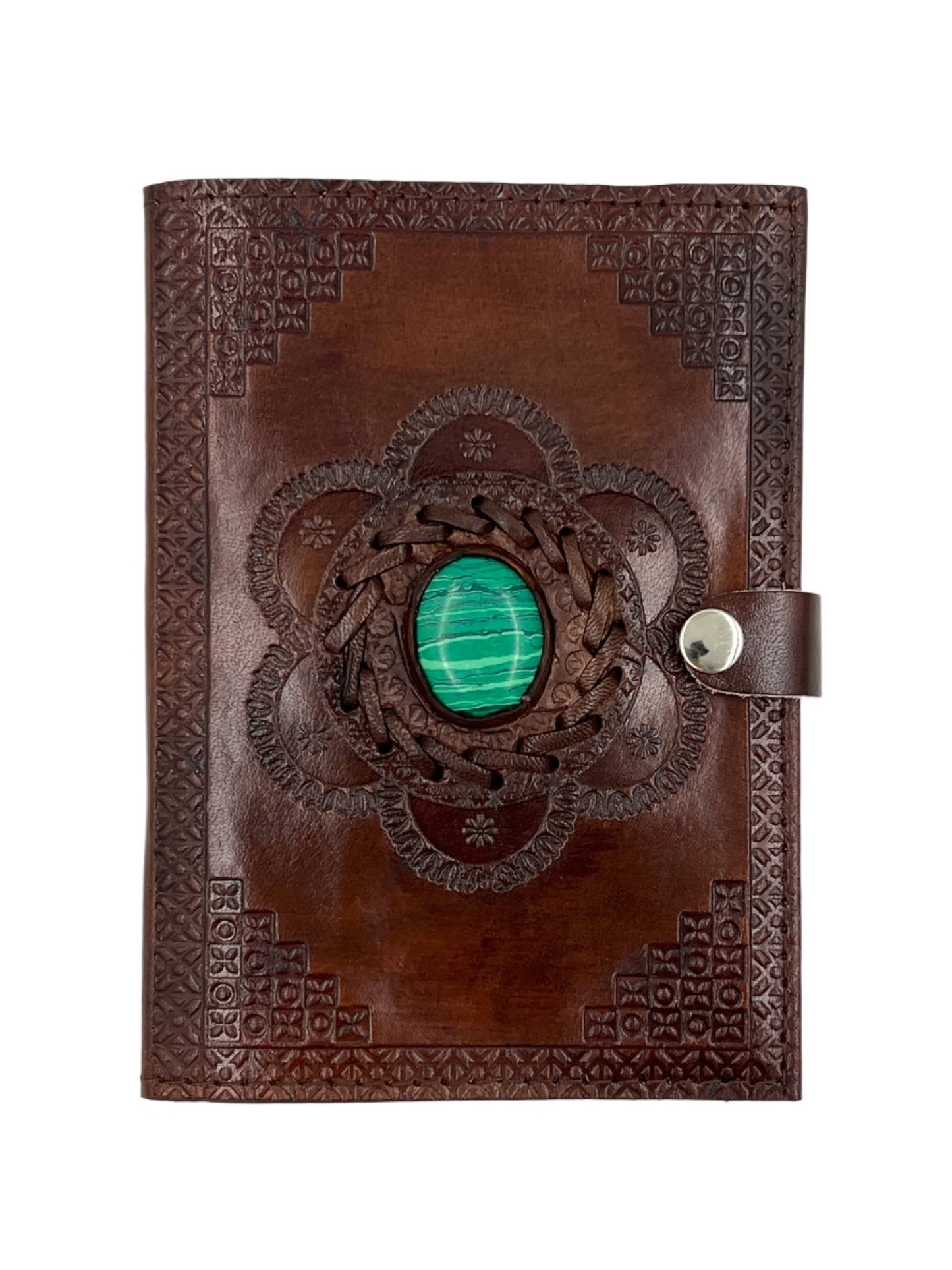 Camel Leather Gemstone Journal | Flower | 7" x 5" x 1/2"