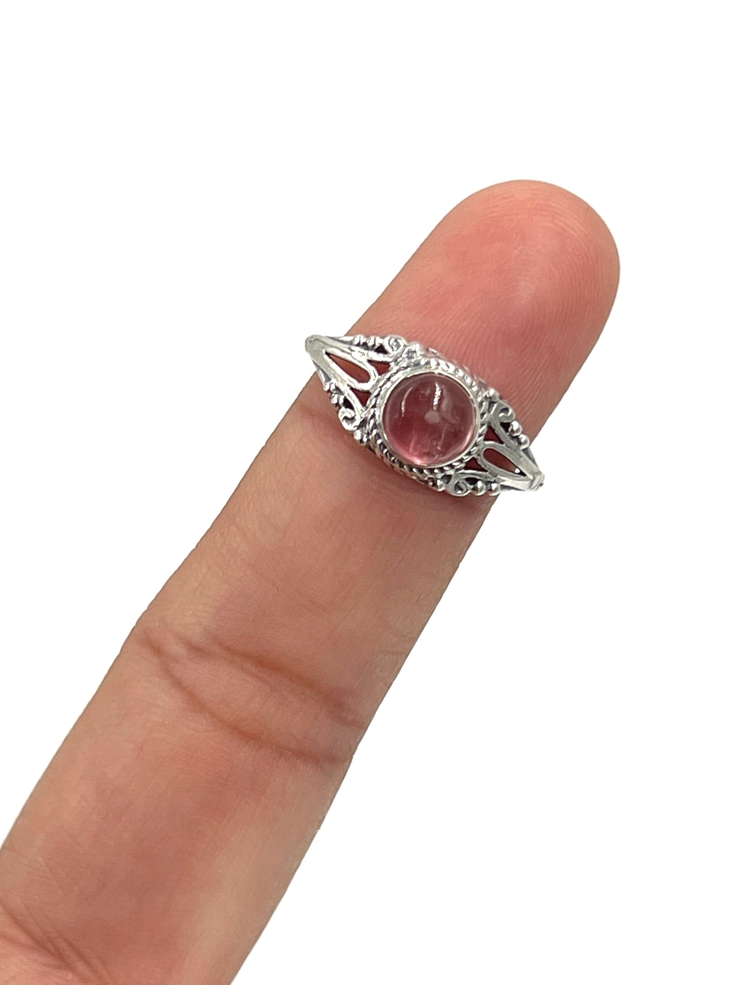 Pink Tourmaline Round Ring
