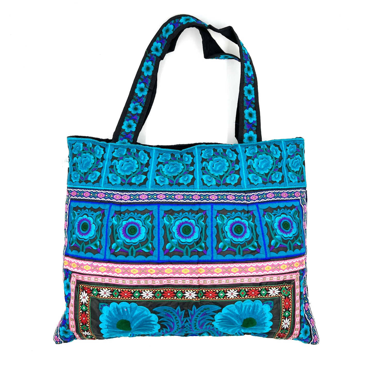 Large Embroidered Flower Market Bag