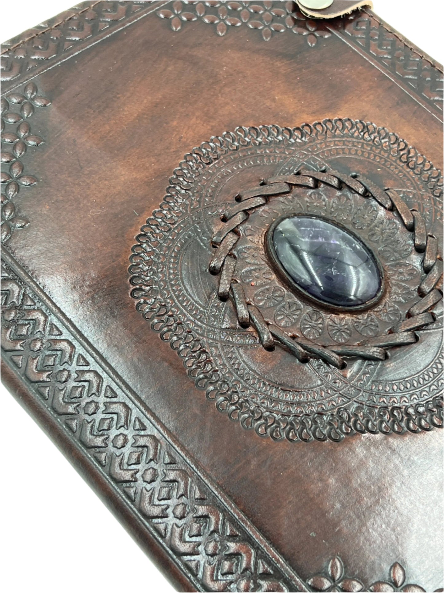 Camel Leather Gemstone Journal | Lotus | 10" x 7" x 1/2"