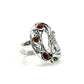 Sterling Silver Amber Wolf Howling Ring