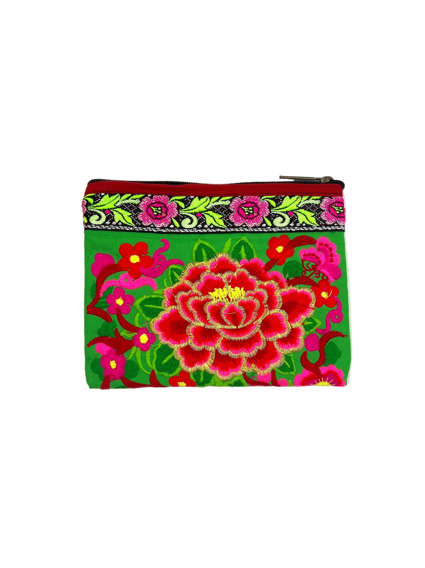 Embroidered Lotus Flower Coin Purse